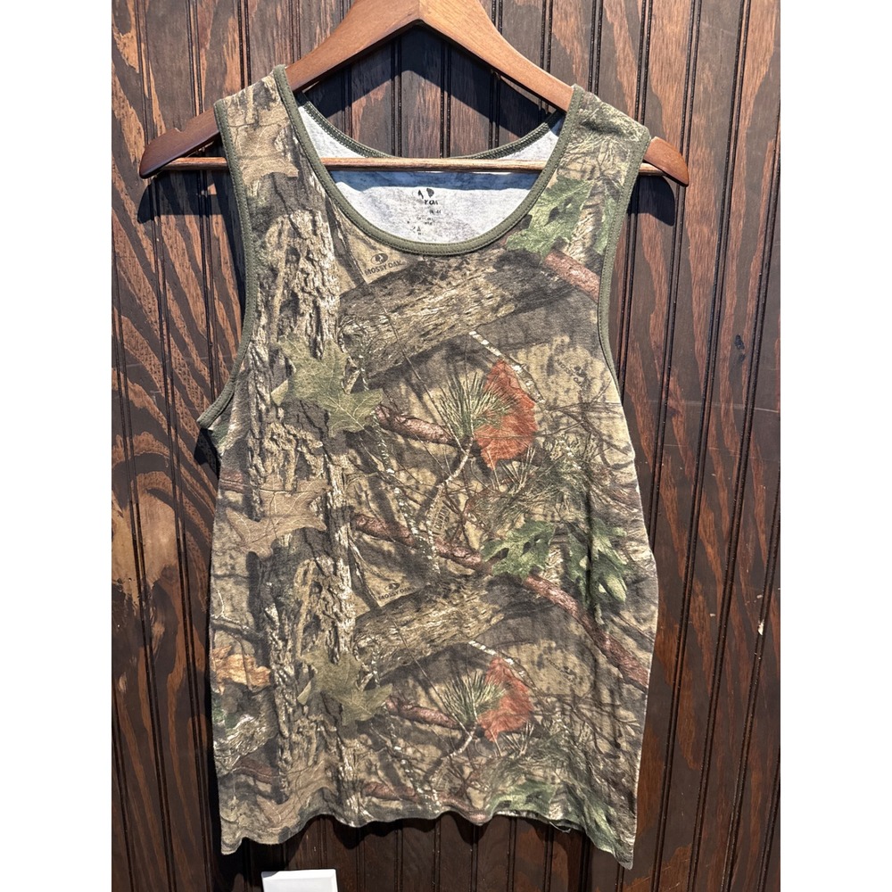 Mossy Oak Camouflage Tank Top Mens XL Break-Up Infinity Green Brown Hunting Tee